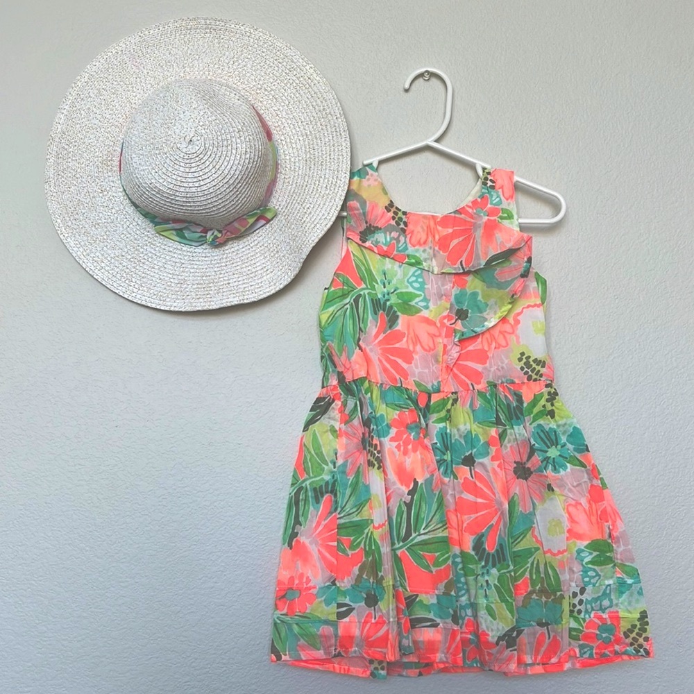 Cat and Jack spring floral dress and hat set